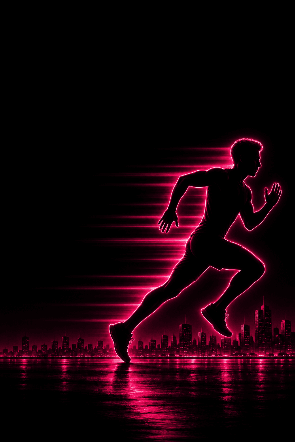 Runner silhouette with pink neon glow
